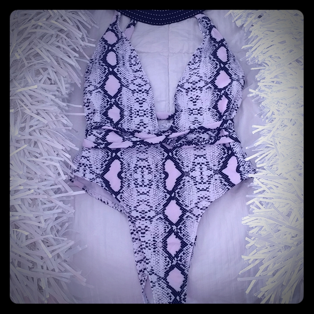 Gorgeous Ice Pink, Black and White Snakeskin Suit